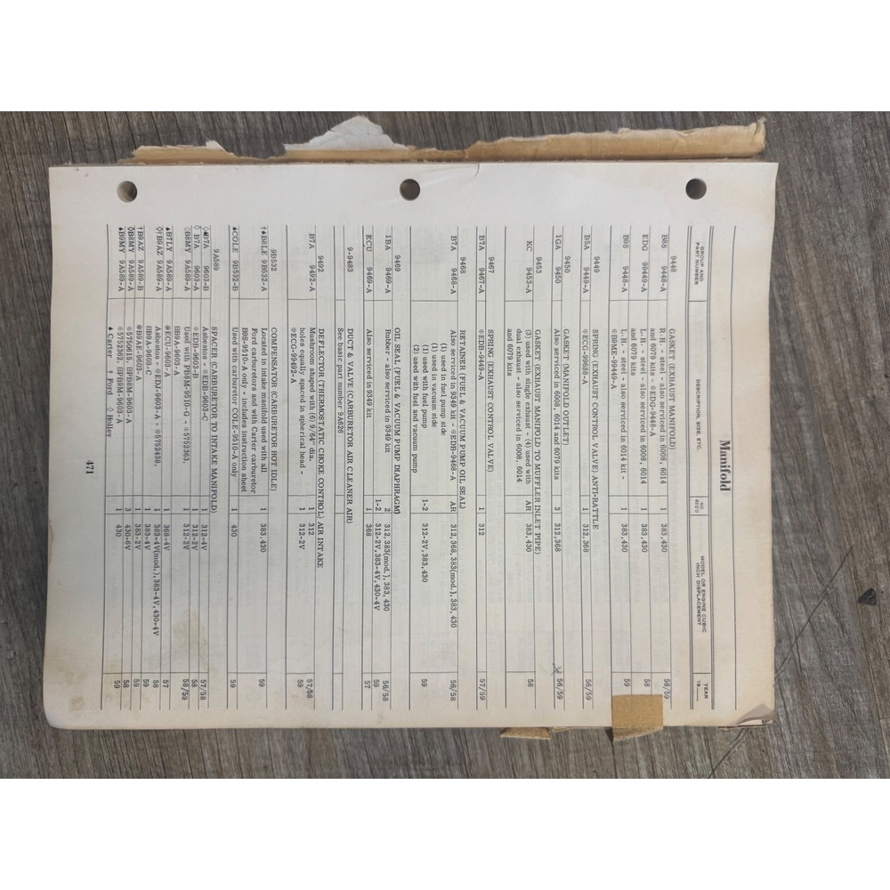 Vtg 1960 Ford Chassis and Body Parts Catalog Manual 1950s Models 1957 1958 1959